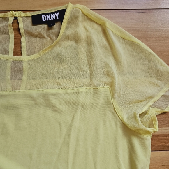 Neon yellow DKNY sheer top - Picture 2 of 3